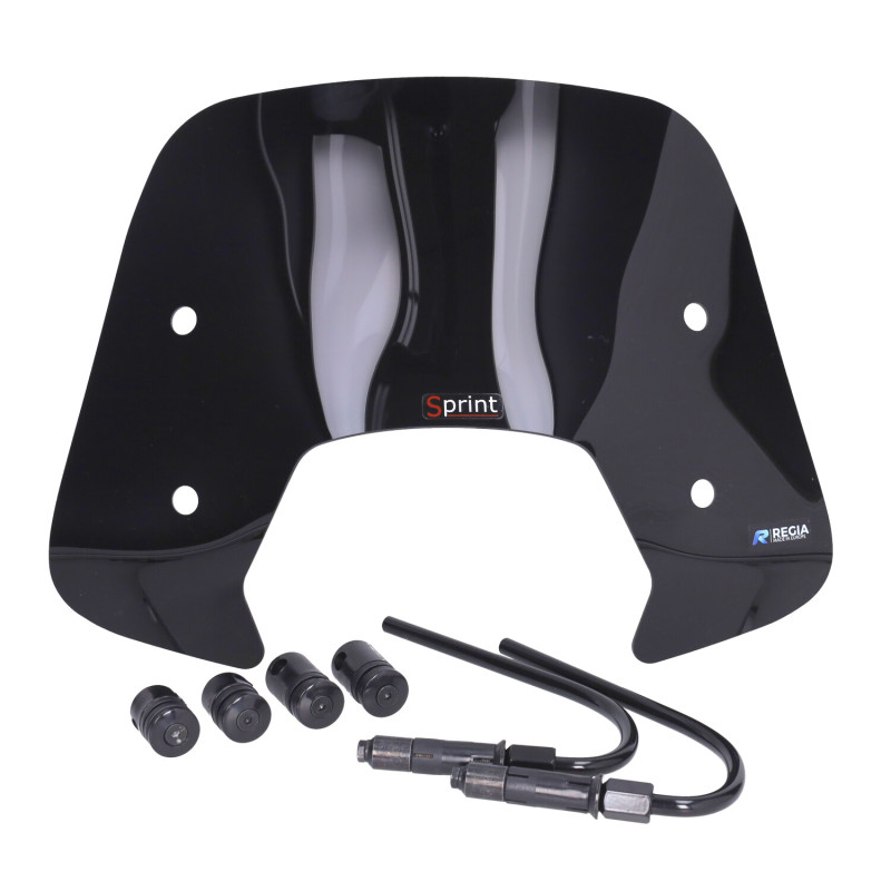 windshield Regia with mounting set low (Made in EU) black gloss sprint