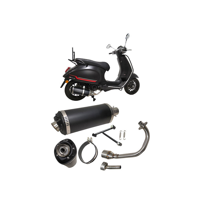 uitlaat Power1 euro-2 Evo-1 zwart/alu primavera 4t-2v, sprint 4t-2v, zip 4t