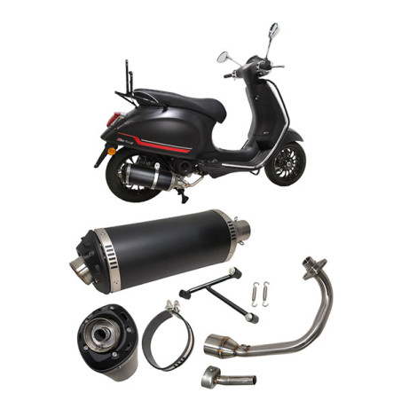 uitlaat Power1 euro-2 Evo-1 zwart/alu primavera 4t-2v, sprint 4t-2v, zip 4t