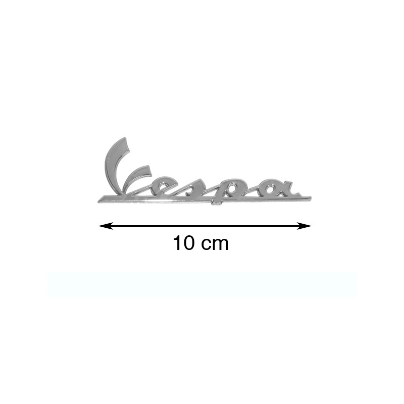 embleem Piaggio origineel woord [vespa] voorscherm 10cm chroom gts, lx, primavera, sprint 656219