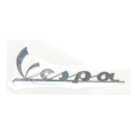 embleem Piaggio origineel woord [vespa] groot links 15cm aluminium gtv, px 200cc, vespa sxl 125, gts alle mod., vespa lx 656220