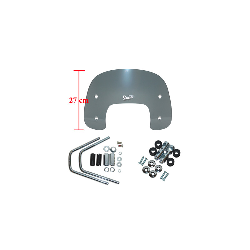 windshield Piaggio original with mounting set low 27cm smoke vespa S 672305
