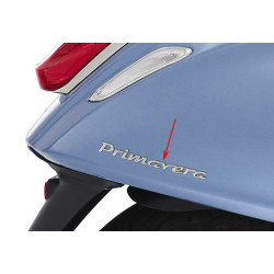 emblem Piaggio original word [primavera] rear cover 15cm chrome elettrica, primavera 50/125/150/180 1b000942