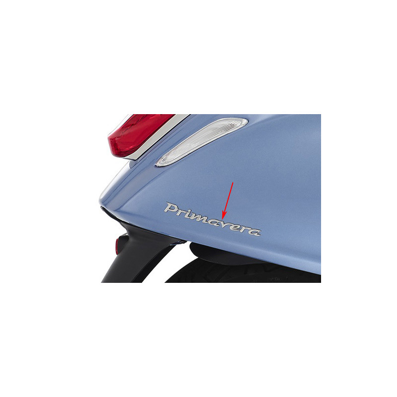 emblem Piaggio original word [primavera] rear cover 15cm chrome elettrica, primavera 50/125/150/180 1b000942