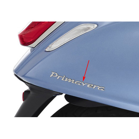 emblem Piaggio original word [primavera] rear cover 15cm chrome elettrica, primavera 50/125/150/180 1b000942