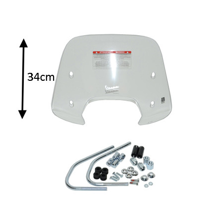 windshield Piaggio original with mounting set low bright 34cm clear sprint 1b001027
