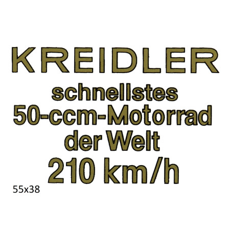 sticker snellstes 50-ccm-motorrad der welt 210 km/h gold kreidler