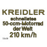 sticker snellstes 50-ccm-motorrad der welt 210 km/h gold kreidler