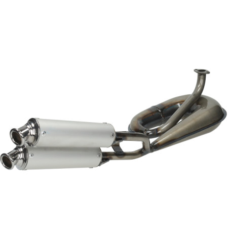 exhaust Tecno circuit double damper twin silencer w/o paint/alu a3, a35, Tomos twin