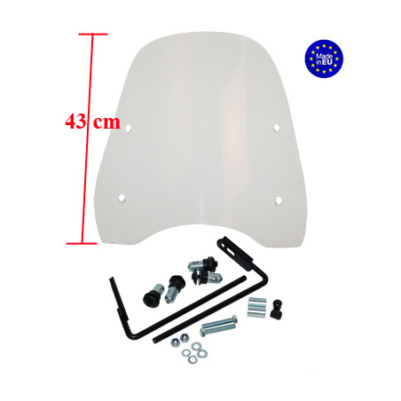 windshield Regia with mounting set high (made in EU) clear baotian, BTC Roma, livorno, speedy, v-clic