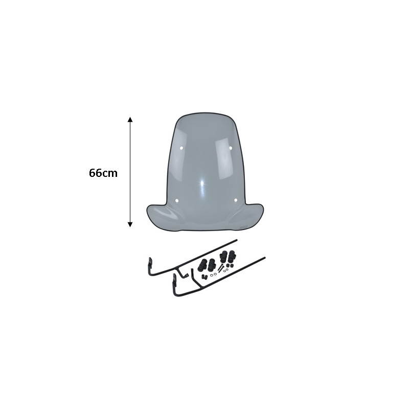 windshield Peugeot original with mounting set high o.t. 66cm smoke viva 745421