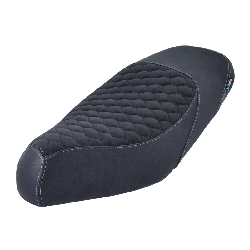 seat cover Regia RS Carbon Alcantara carbon 50/125/180cc black/grey runner 50/125/180/200