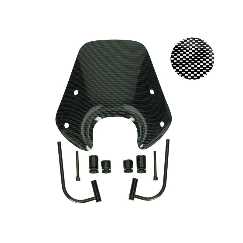windshield Regia with mounting set low 30cm (made in EU) 30cm carbon zip2000