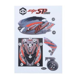 stickerset GP1 Piaggio oranje fluor 16-delig zip 2t , zip 4t, zip sp