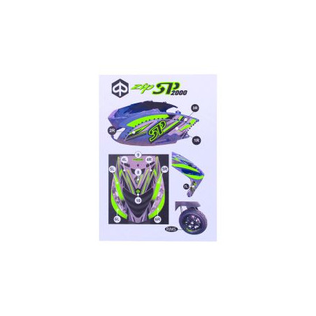 stickerset GP1 piaggio groen fluor 16-delig zip 2t , zip 4t