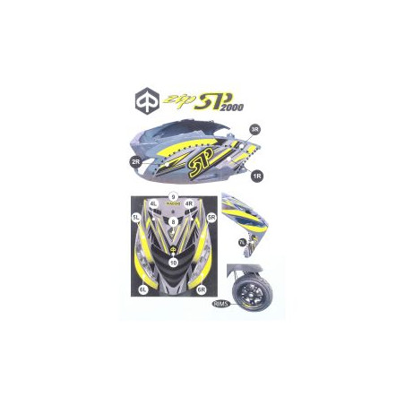 stickerset GP1 piaggio geel fluor 16-delig zip 2t , zip 4t
