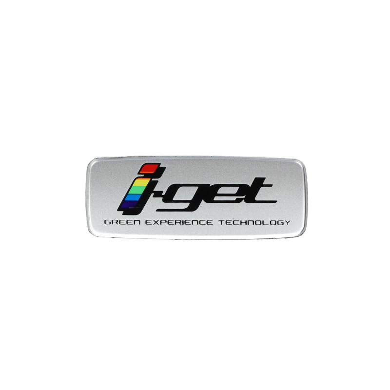 embleem Piaggio origineel woord [i-get] zijscherm gts 125-150, liberty, medley, primavera 50/125/150/180, sprint 50/125/150/180,