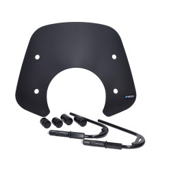 windshield Regia + mounting kit low low black matt vespa, gts 250cc, gts all models, gts super 300cc