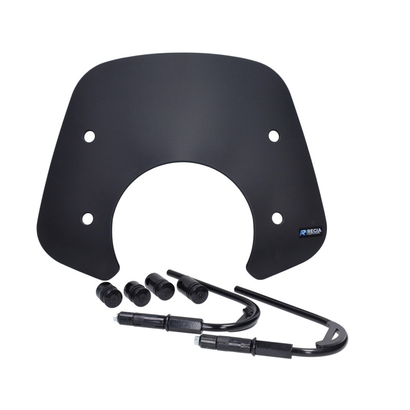 windscherm Regia + bevestigingsset laag (made in EU) 2024 zwart mat vespa, gts 250cc, gts alle mod., gts super 300cc
