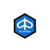 emblem logo metal hexagon 42mm blue/black piaggio