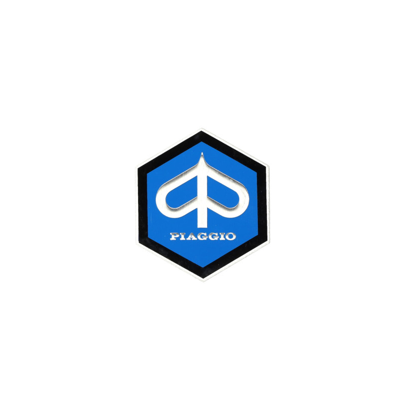 emblem logo metal hexagon 31mm blue/black piaggio