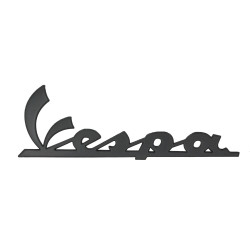 embleem Piaggio origineel woord [vespa] zijscherm mat zwart gtv 300, gtv 310 2h005862