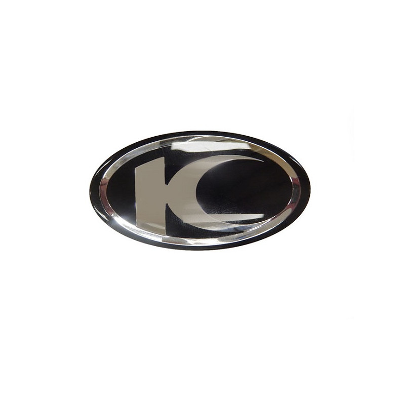embleem Kymco origineel logo dik zwart/chroom agility 16+ , downtown, new like, super-8 86102-alg1-e00-t01