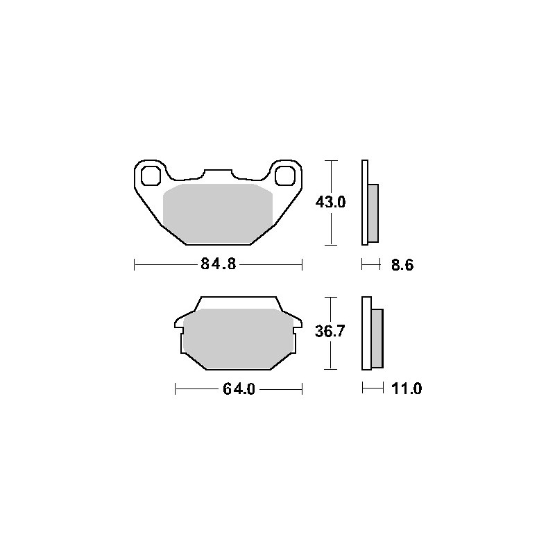 brake pad set SBS rear agility 16inch, kxr 250cc, people, super-8, super-9, tgb 154hf