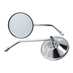 mirror DMP round 100mm adjustable m10 chrome universal