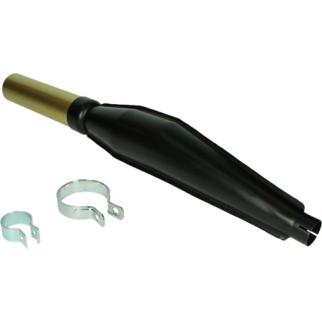exhaust Jamarcol cross with braces + strap (expansion) 28mm black/gold moped