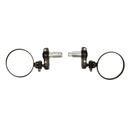spiegelset DMP stuurbevestiging rond bar-end CNC o.a. carbon gts alle mod., scooter, sprint, zip