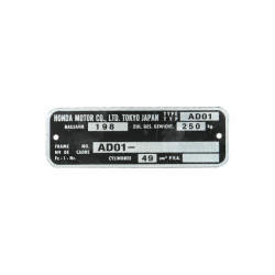 plate framenumber ad01 honda mt5