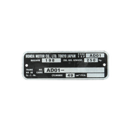 plate framenumber ad01 honda mt5