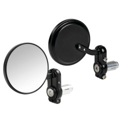 spiegelset lampa bar end universeel Dernier rond zwart motorfiets, scooter 90491