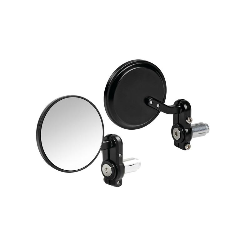 spiegelset lampa bar end universeel Dernier rond zwart motorfiets, scooter 90491