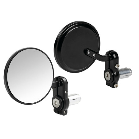 spiegelset lampa bar end universeel Dernier rond zwart motorfiets, scooter 90491
