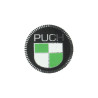 logo 50mm zwart/wit/groen puch, puch maxi