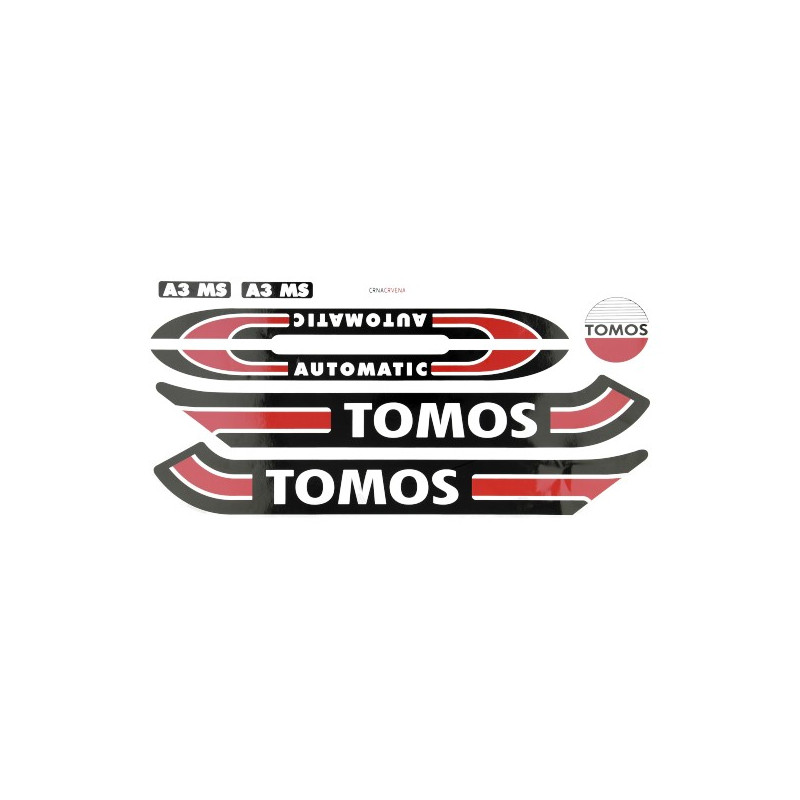 sticker set complete black/red/white a3, Standard, Tomos 080010