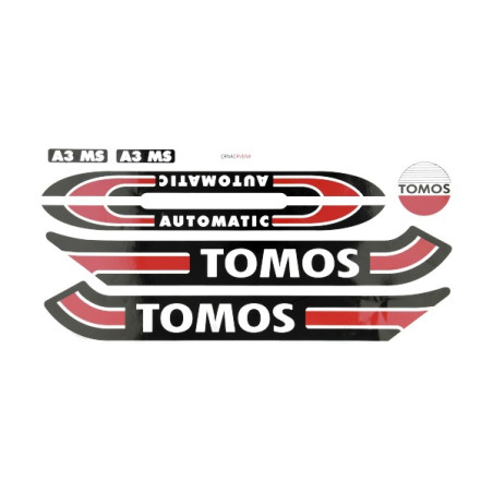 sticker set complete black/red/white a3, Standard, Tomos 080010