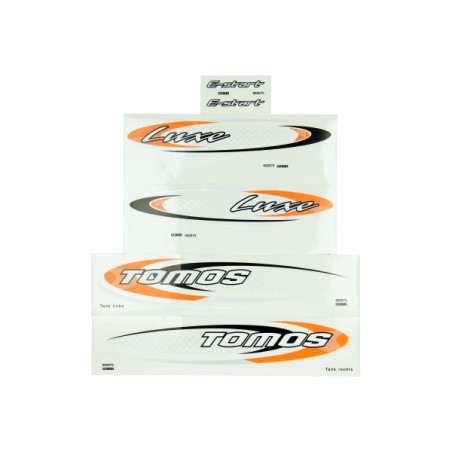 stickerset tomos oranje/zwart luxe e-start 080092