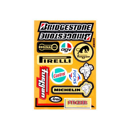 stickerset falko sponsor agv/arai/bridgestone/castrol/pirelli/regina 12-delig universeel 982028