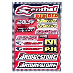 sticker set Falko sponsor bridgestone/renthal/showa/splitfire red 15-parts universal 982036