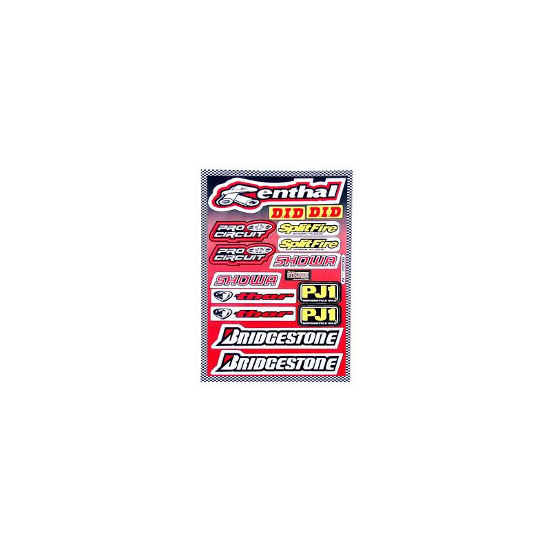 sticker set Falko sponsor bridgestone/renthal/showa/splitfire red 15-parts universal 982036