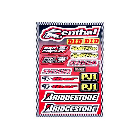 sticker set Falko sponsor bridgestone/renthal/showa/splitfire red 15-parts universal 982036