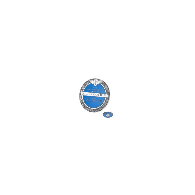embleem benzinetank jubileum 50.000 km incl. speldje blauw zundapp