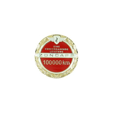 embleem benzinetank jubileum 100.000 km incl. speldje rood zundapp