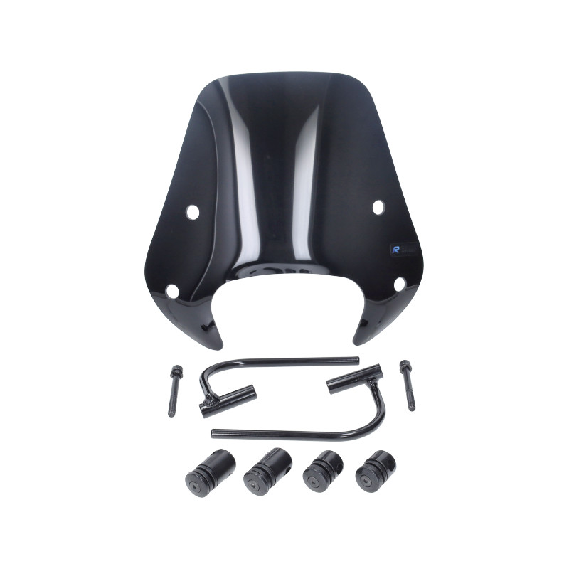 windshield Regia with mounting set low (made in EU) for 72085 30cm black gloss zip2000